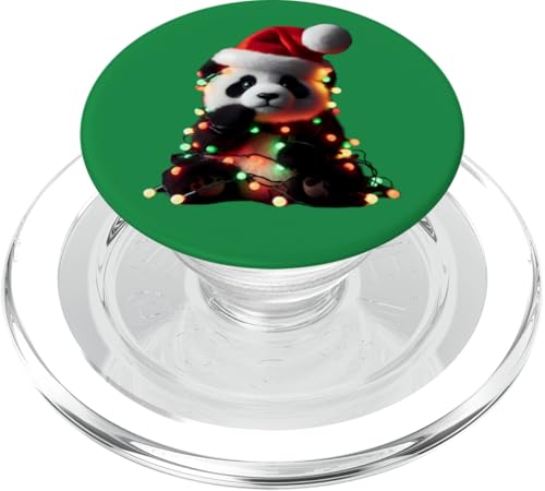 Niedlicher Panda mit Weihnachtsmütze und Weihnachtsbeleuchtung, für Kinder und Jungen PopSockets PopGrip für MagSafe von Panda With Santa Hat And Christmas Products