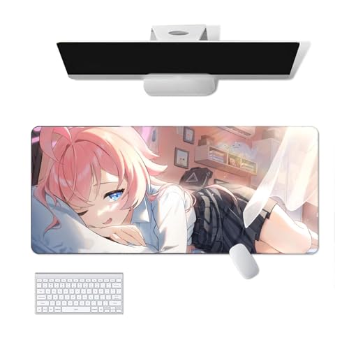 Anime-Mauspad, Spiel, blaues Archiv – Takanashi Hoshino Anime-Computer-Tastatur-Mauspad, große lange weiche Gummiunterseite, rutschfeste Oberfläche, Büro-Schreibtischmatte, Gaming-Mauspad von Pangtyus