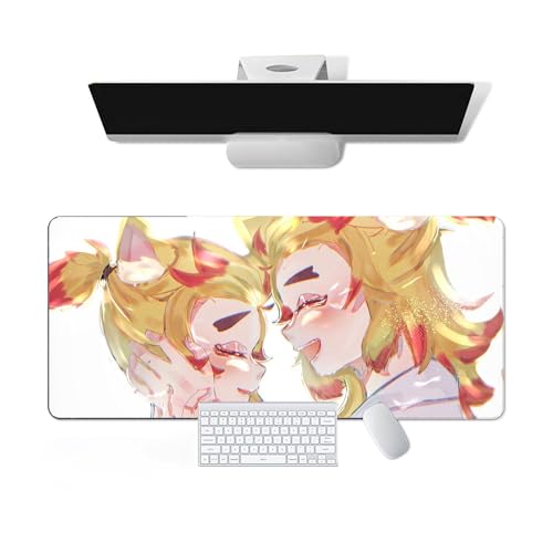 Anime Mauspad Demon Slayer - Rengoku Senjuro Anime Computer Tastatur Mauspad Große Lange Weiche Gummiunterseite Rutschfeste Oberfläche Büro Schreibtischunterlage Gaming Mauspad von Pangtyus