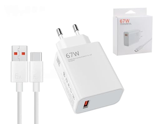 67W Ladegerät mit 1 Meter Ladekabel USB-C | Wandladegerät Schnellladegerät Hypercharge Kompatibel mit Xiaomi 14 13 12 13t 12t 12s Pro Lite Redmi Note K70 K60 K50 12 11 Pro Plus Black Shark 3 4 5 von Panlouting