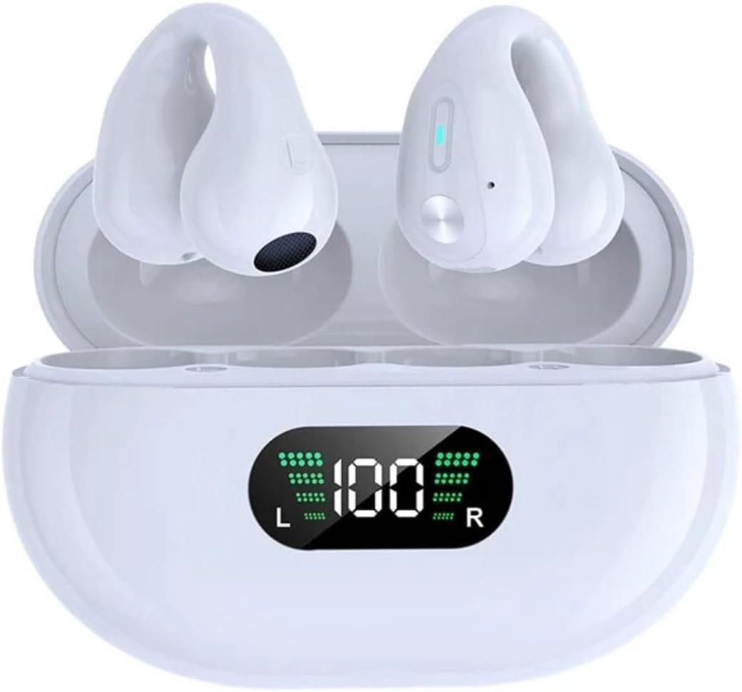 Panlouting Bluetooth 5.3 Open Ear Clip-on HD Stereo IPX5 Wasserdicht In-Ear-Kopfhörer (Bluetooth 5.3 für stabile Verbindung und schnelles Pairing., LED-Leistungsanzeige mit Ladebox für SportRadfahrenFitnessstudioFahren) von Panlouting