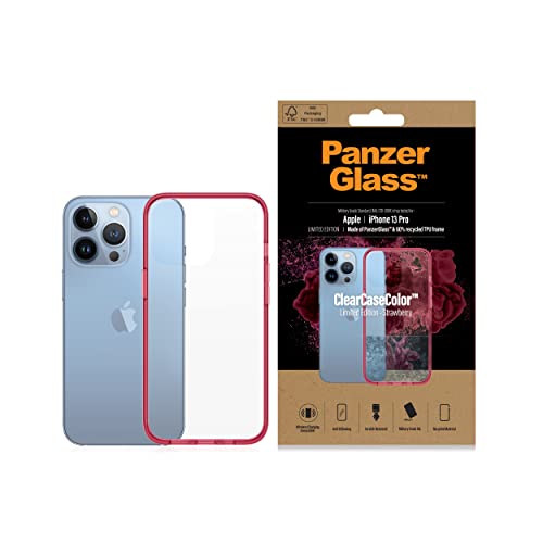 PanzerGlass™ ClearCaseColor™ Stoßfest Hülle Kompatibel für iPhone 13 Pro - Strawberry Limited Edition, Echter Militärischer Schutz Hardcase Handyhülle für iPhone 13 Pro Case von Panzer Glass