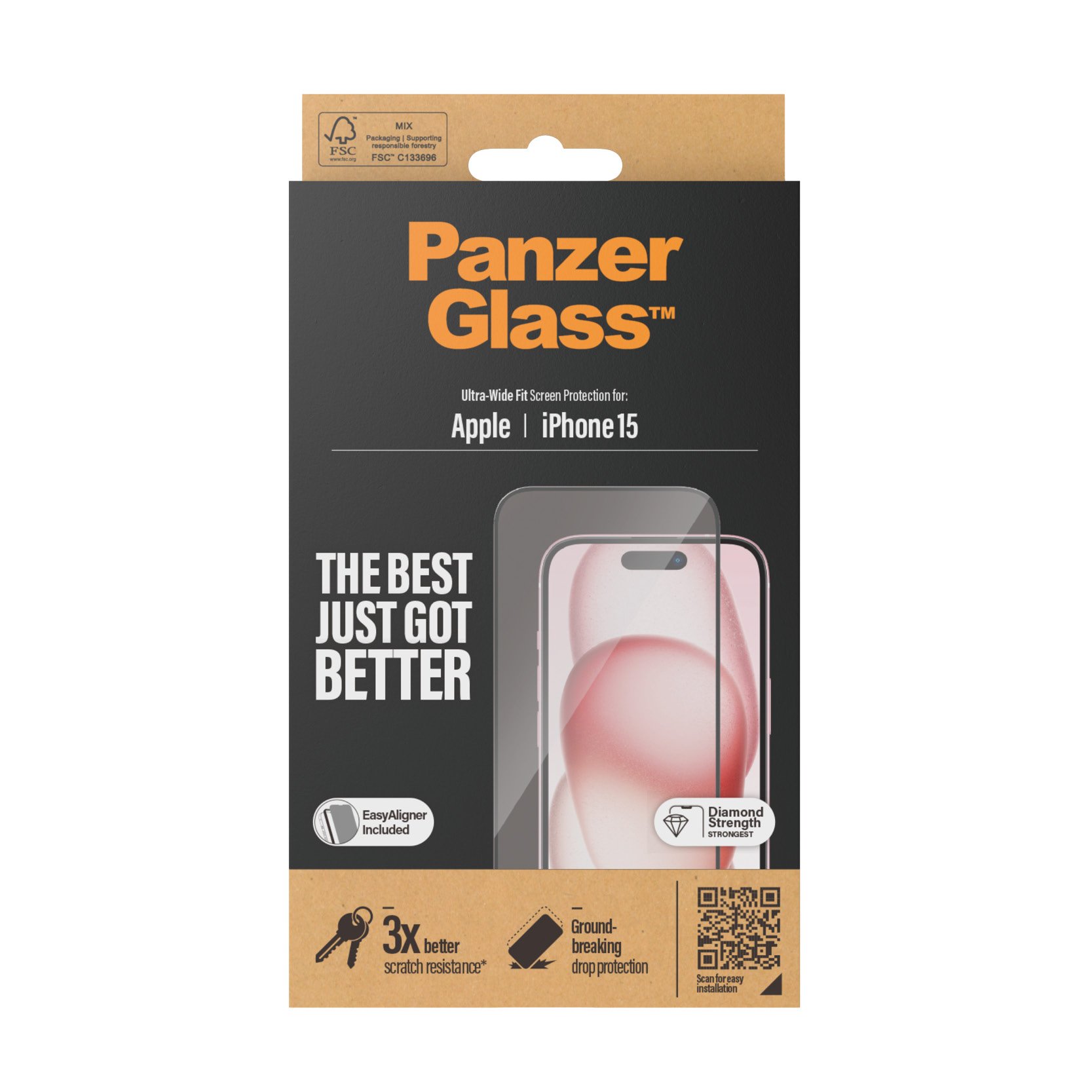 PanzerGlass - Displayschutz iPhone 15 - Ultraweite Passform m. EasyAligner von PanzerGlass