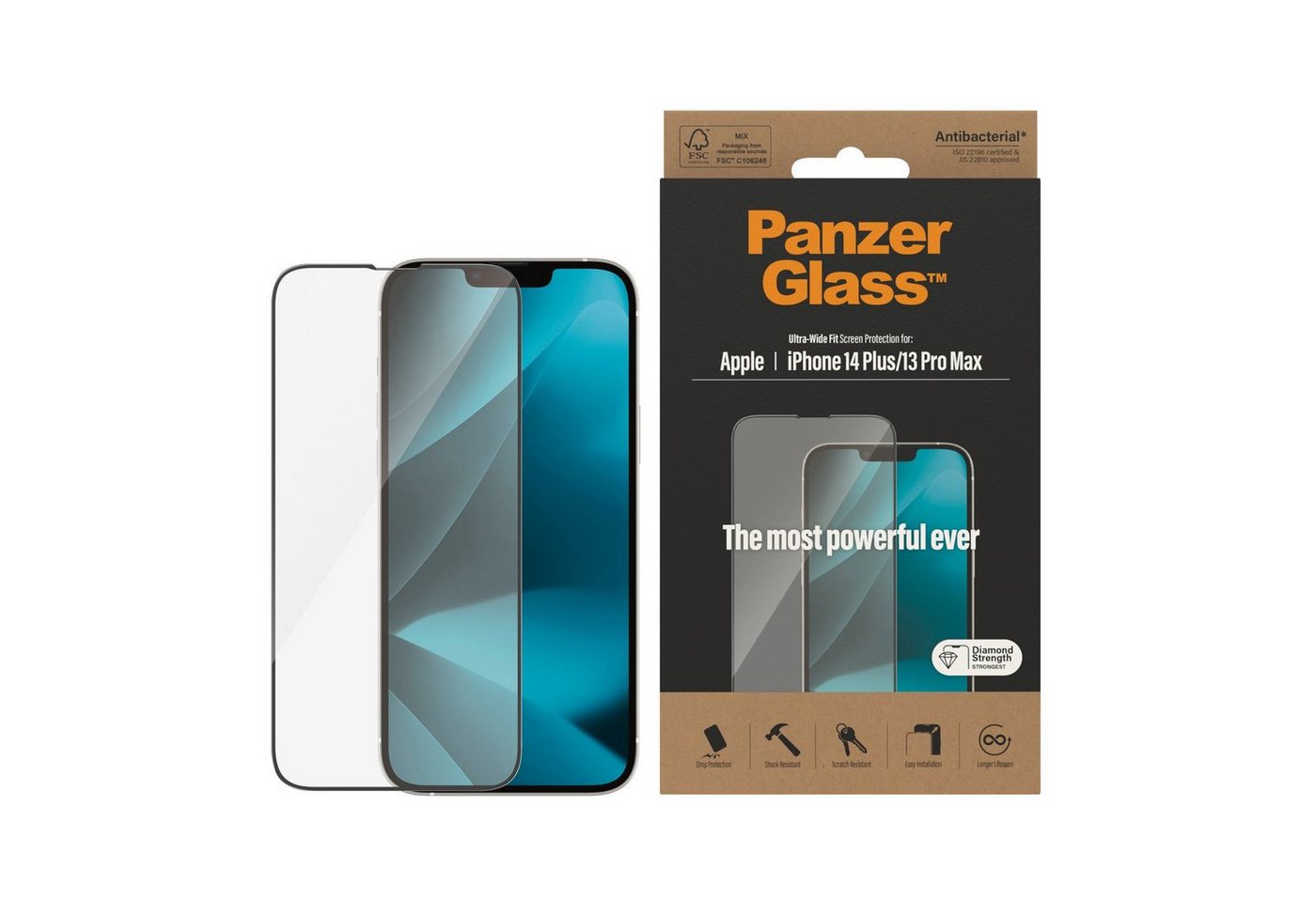 PanzerGlass Displayschutzglas Screen Protector für iPhone 14 Plus/13 Pro Max Ultrawide für Apple iPhone 13 Pro Max, Apple iPhone 14 Plus von PanzerGlass