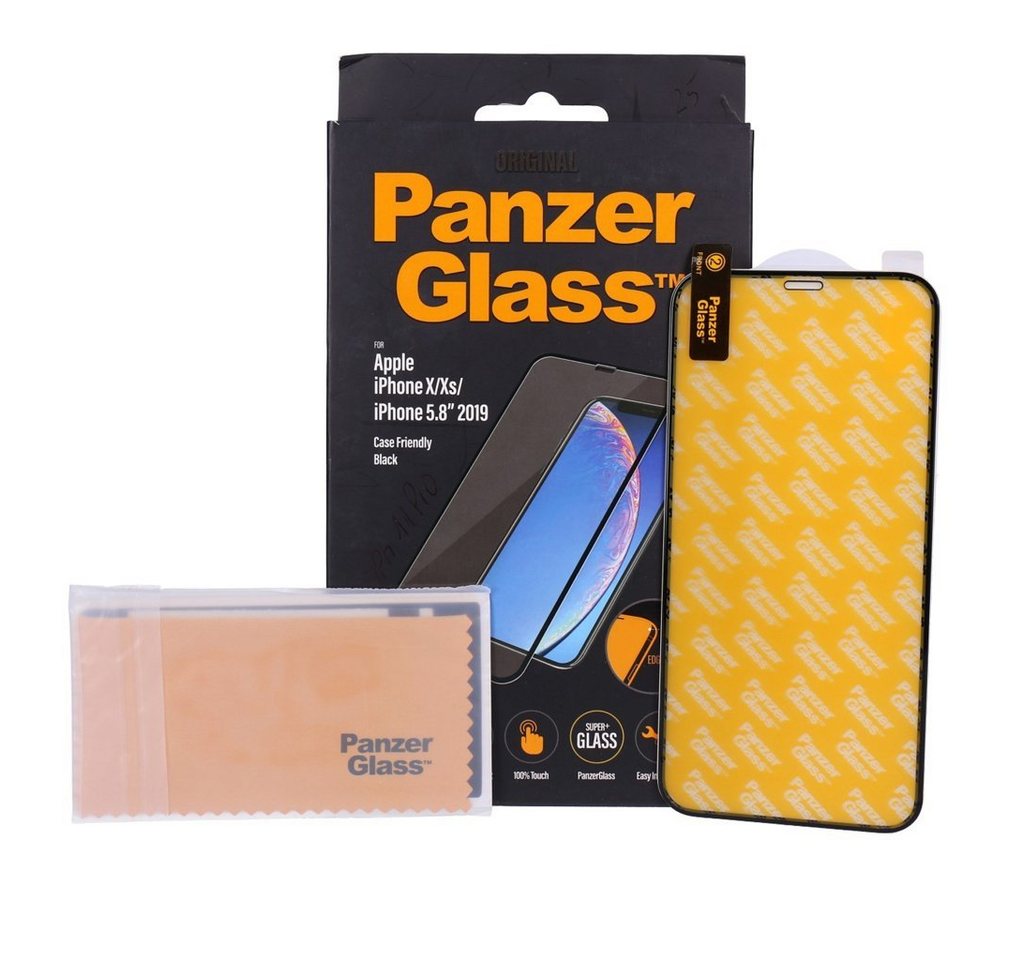 PanzerGlass Schutzfolie für iPhone X schwarz Edge to Edge Case Friendly von PanzerGlass