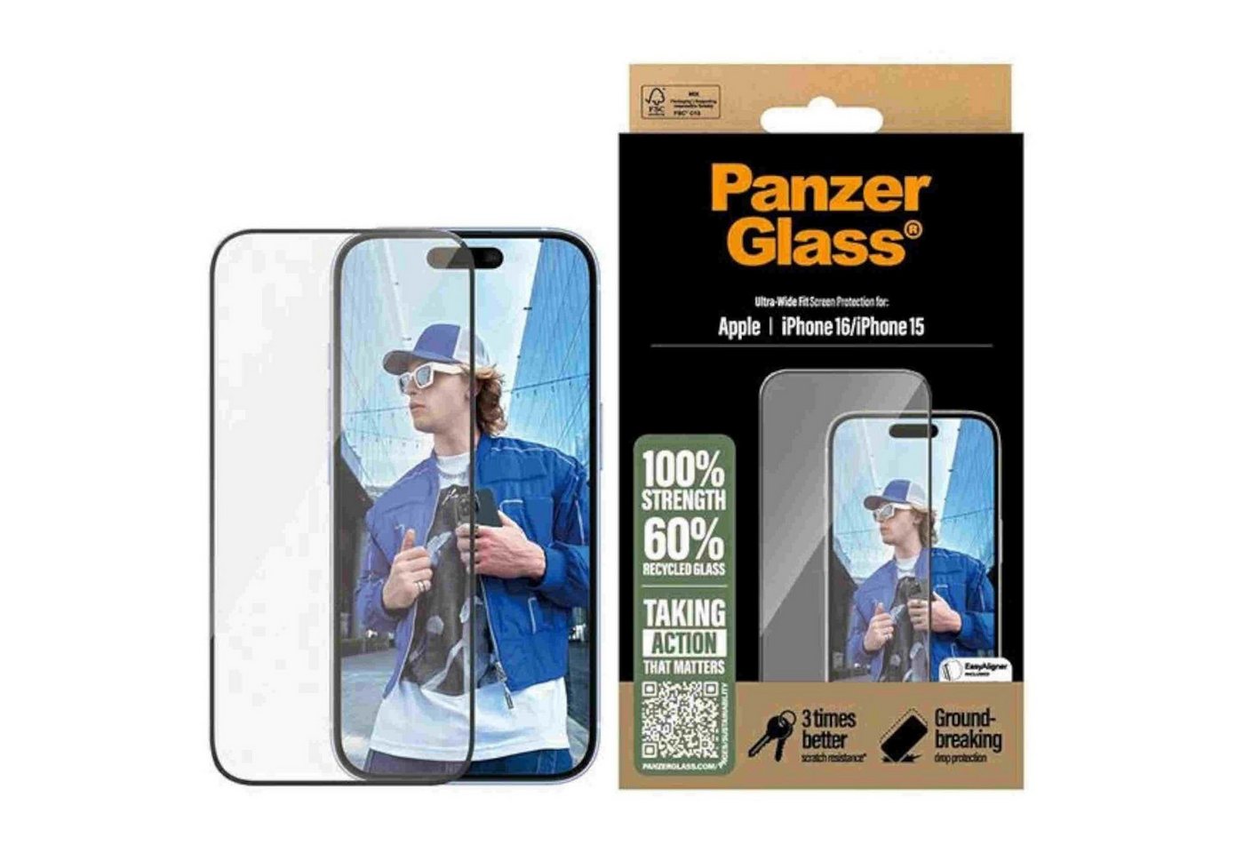 PanzerGlass Smartphone-Hülle PanzerGlass für Apple iPhone 16 Screen Protector Ultra-Wide von PanzerGlass