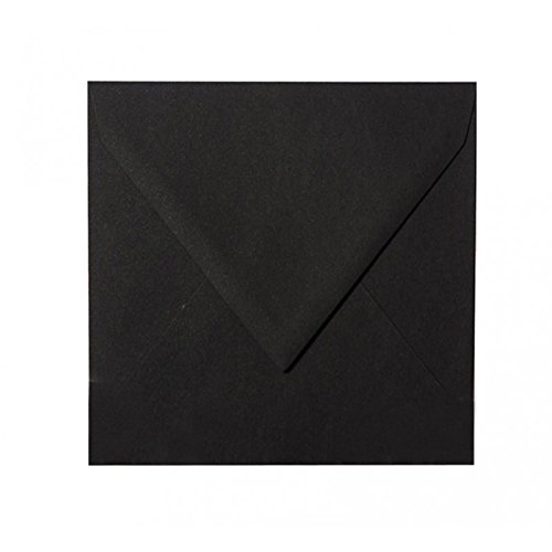 Paper24 100 quadratische Briefumschläge 140 x 140 mm, 14x14 cm, 120 g/m² mit Dreieckslasche Farbe: 20 Schwarz von Paper24