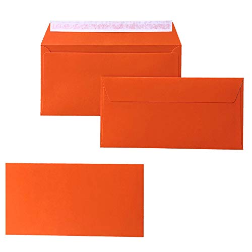 Paper24 DIN lang Briefumschläge, 110x220mm, 120g, gerade Lasche mit Haftklebung, ideal für Geburtstag, Weihnachten 1000x 22 Orange von Paper24