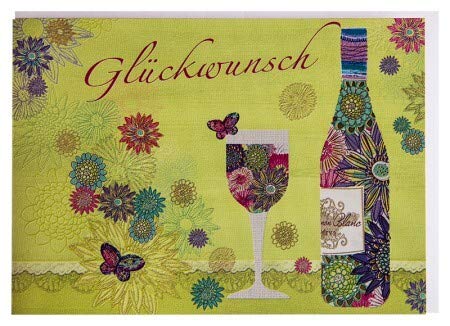 Glückwunschkarte Wein Blumenmuster A6 von Paperclip