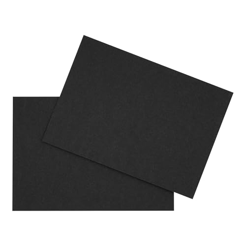 DIN A6 Karten Set Blanko zum Basteln und Selbstgestalten wahlweise mit runden Ecken oder Vintage Kontur 300 g/m² Kraftpapier Graspapier Tonkarton Fotokarton (Schwarz eckig, 400 Karten) von Papermane