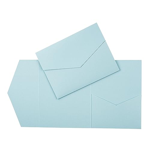 Pocketfold Karte A6/C6 - Einladung Hochzeit - Blanko (30 Stück, Hellblau Metallic) von Papermane