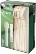 PAPSTAR Papier-L�ffel "pure", L�nge: 155 mm, wei�, 100er aus lebensmittelechtem Papier, FSC-zertifiziert, stabil, - 1 St�ck (88067) von Papstar