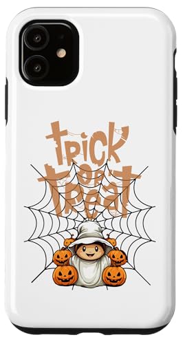 Hülle für iPhone 11 Trick or Treat Halloween Gruselige Kürbisse und Spinnennetz von Parara Creative Studios