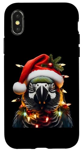 Hülle für iPhone X/XS Papagei mit Weihnachtsmütze und Weihnachtsbeleuchtung von Parrot With Santa Hat And Christmas Products