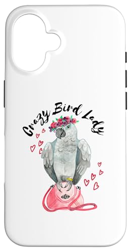 Hülle für iPhone 16 Crazy Bird Lady – Afrikanischer grauer Papagei Aquarell von Parrot and Pet Bird Owners