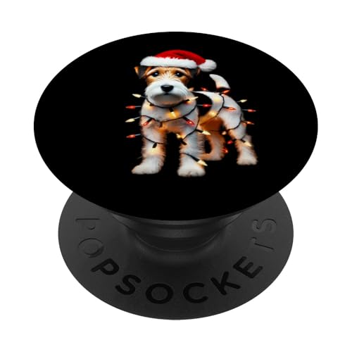 Parson Russell Terrier Weihnachtsmannmütze Weihnachtsbeleuchtung Hundebesitzer PopSockets Klebender PopGrip von Parson Russell Terrier Christmas Products