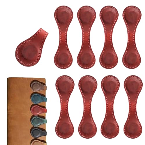 Pasdrucn 8Pcs PU-Leder Lesezeichen Magnetisch Kinder, Personalisiert Lesezeichen Magnetisch, Magnetische Lesezeichen Kinder, Lesezeichen Personalisiert, Magnet Lesezeichen Kinder (Rot) von Pasdrucn