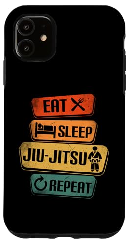 Hülle für iPhone 11 Eat Sleep Jiu Jitsu Wiederhole Lustiges BJJ Brasilianisches Jiu Jitsu von Passionate BJJ Jiu-Jitsu Martial Arts Apparel