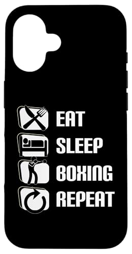 Hülle für iPhone 16 Eat Sleep Boxing Repeat Lustiger Boxer von Passionate Boxing Enthusiast Boxer Apparel