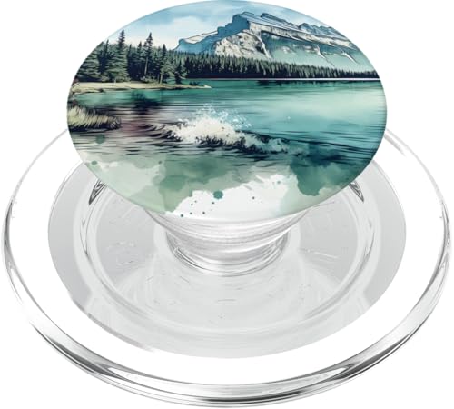 Aquarell Wald Berg See Landschaft Design PopSockets PopGrip für MagSafe von PastelArt Phone Cases Accessories Gifts Designs