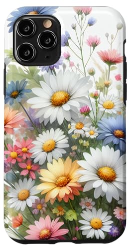 Hülle für iPhone 11 Pro Süße bunte botanische Gänseblümchen Blüten Floral Wild Flower Art von PastelArt Phone Cases Accessories Gifts Designs