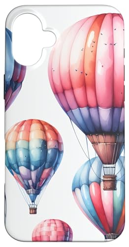 Hülle für iPhone 16 Plus Ästhetisches süßes Aquarell-buntes Heißluftballon-Design von PastelArt Phone Cases Accessories Gifts Designs