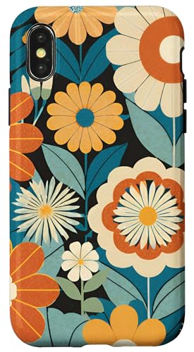 Mid Century Moderner, niedlicher, minimalistischer Wildblumengarten Hülle für iPhone X/XS von PastelArt Phone Cases Accessories Gifts Designs