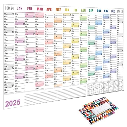 Jahreskalender 2025 Familienplaner, Wandkalender 2025 74,2 X 52,5 Cm Gefalzt, Jahreskalender 2025 Wandkalender, Jahreskalender, Kalender, Wandkalender Querformat Idealer Büroplaner, Familienkalender von Patifirst