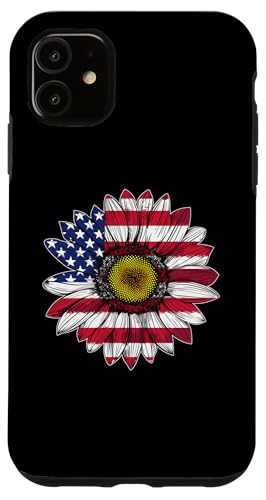 Hülle für iPhone 11 Damen Casual Blume Amerikanische Flagge Sterne und Streifen Grafik von Patriotic USA Flag American Independence Day Gift