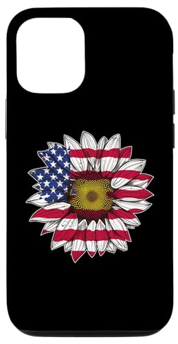 Hülle für iPhone 14 Damen Casual Blume Amerikanische Flagge Sterne und Streifen Grafik von Patriotic USA Flag American Independence Day Gift