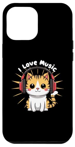 Cat Headphone, Music Lover, Cute Kitty Drawing Hülle für iPhone 12 Pro Max von Pattern Design Cats