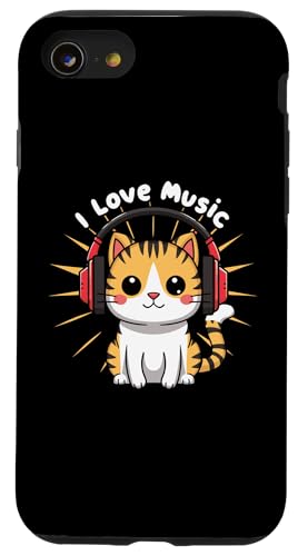 Cat Headphone, Music Lover, Cute Kitty Drawing Hülle für iPhone SE (2020) / 7 / 8 von Pattern Design Cats