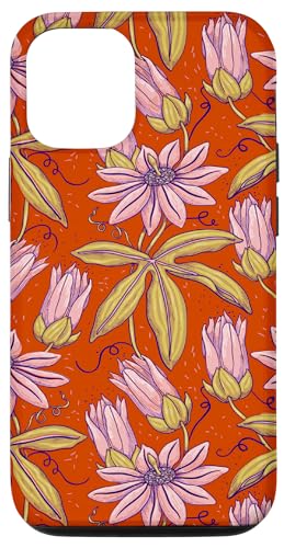 Hülle für iPhone 13 Pro Bunt, orange, tropische Blumen von Pattern