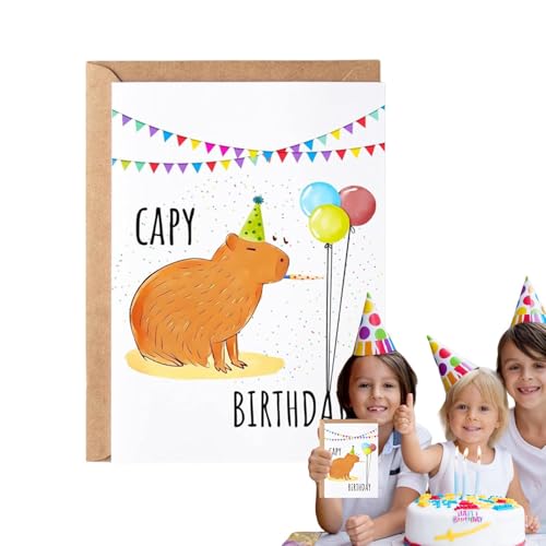 Pavsicgn Lustige Geburtstagskarte, alles Gute zum Geburtstag lustige Karte - Capybara-Themenkarte zum Geburtstag - Niedliche Tier-Feierkarte für glückliche Anlässe, lustige Feiertagsgrußkarte aus von Pavsicgn