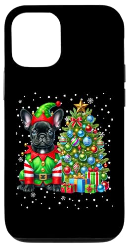 Hülle für iPhone 12/12 Pro Weihnachtspyjama mit französischer Bulldogge von Paw-sitively Adorable Xmas Pet Apparel Co.