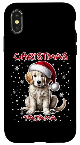 Hülle für iPhone X/XS Labrador Retriever Weihnachtspyjama mit Weihnachtsmannmütze von Paw-sitively Adorable Xmas Pet Apparel Co.