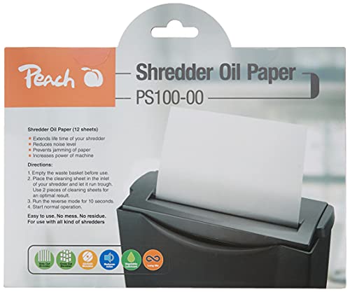 Peach PS100-00 Aktenvernichter Service Kit | 12 Ölpapiere | Aktenvernichterpflege | für hohe Schneidleistung | einfache Handhabung von Peach