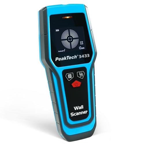 PeakTech 3433 – Digitaler Wandscanner, digitales Ortungsgerät, Stud Finder, Erfassungstiefe 20-120 mm, Leitungssucher, Erkennung von Metallen, autom. Abschaltvorrichtung von PeakTech