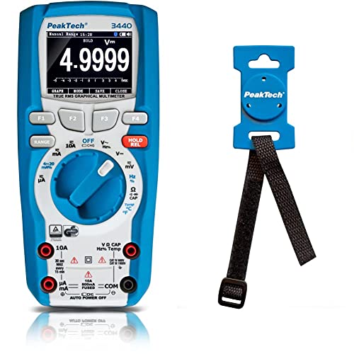 PeakTech 3440 – True RMS Digital Multimeter mit 4.0 Bluetooth & Grafik-Display CAT III 1000 V & Mehrzweck Magnethalter für Werkzeuge und Messgeräte/Befestigungssatz/Messzubehör, 1 Stück von PeakTech