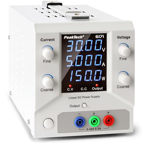 PeakTech 6171 - Labornetzteil 0-30 V / 0-5 A DC SELV linear Netzteil mit Trenntransformator, Labornetzgerät von PeakTech