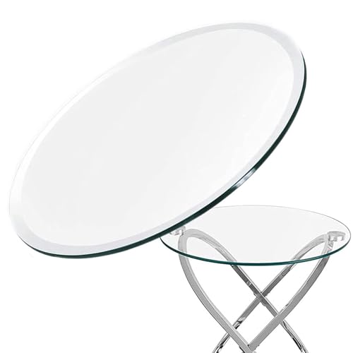 20 Zoll, 30 Zoll, 40 Zoll, runder Couchtisch aus Glas – transparente, gehärtete Glasplatte, runde Tischplatte for den Innen- und Außenbereich, 8 mm dickes Massivglas(38cm(15 IN)) von Pealihuy