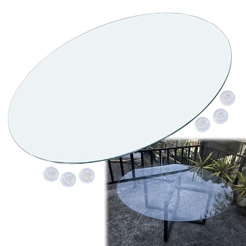 Massives, klares, gehärtetes Glas mit einer Dicke von 1/3 Zoll, Glasplatte for runden Tisch, 14"28"40" runde Glastischplatte for Couchtisch, gehärtete abgeschrägte Kante durch Glas und Spiegel, Sicher von Pealihuy