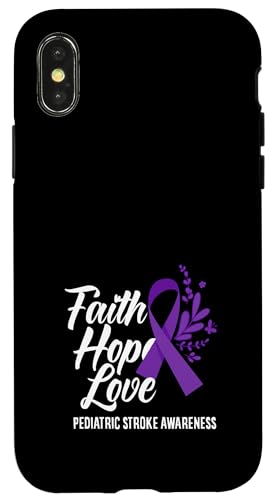 Hülle für iPhone X/XS Faith Hope Love Schlaganfallbewusstsein bei Kindern von Pediatric Stroke Advocacy Awareness Apparel Gifts