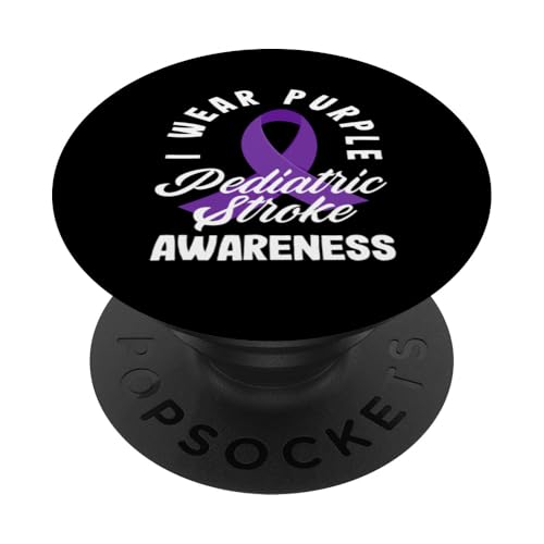 Pädiatric Stroke Awareness I Wear Purple PopSockets Klebender PopGrip von Pediatric Stroke Advocacy Awareness Apparel Gifts