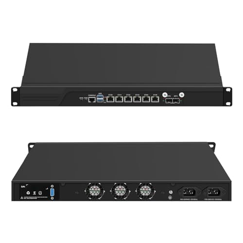 PeeliCeeli 19 Zoll Firewall Appliance Celeron J6413, 6 x i226V 2.5G LAN 1U Router PC with 2 x SFP Gigabit, 19” Rack Mount Network Security Hardware with VGA, Barebone (No RAM/SSD) von PeeliCeeli