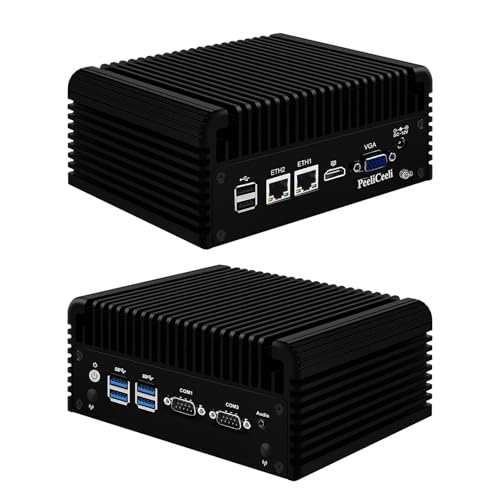 PeeliCeeli Mini PC Fanless Industrial Celeron N5105, Micro Desktop Computer, DDR4 16G RAM 128G M.2 NVME SSD, 2 COM, Win 11 Pro, 4K HD VGA Dual Display, 2RJ45 Ethernet, WiFi5 + BT4.2 von PeeliCeeli