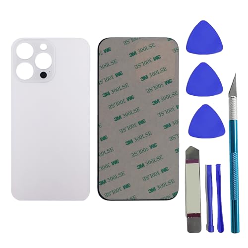 14ProMax /14 Pro Max Rückglasabdeckung Ersatz für iPhone 14Pro Max Rückglas-Ersatz mit Reparaturwerkzeug-Set (Silber) von PeiDog