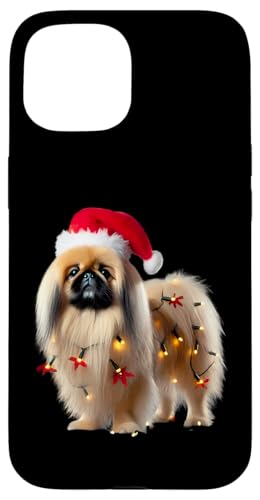 Hülle für iPhone 15 Pekinese Weihnachtsmannmütze Weihnachtsbeleuchtung Hundebesitzer Mama Papa Liebhaber von Pekingese Christmas Products