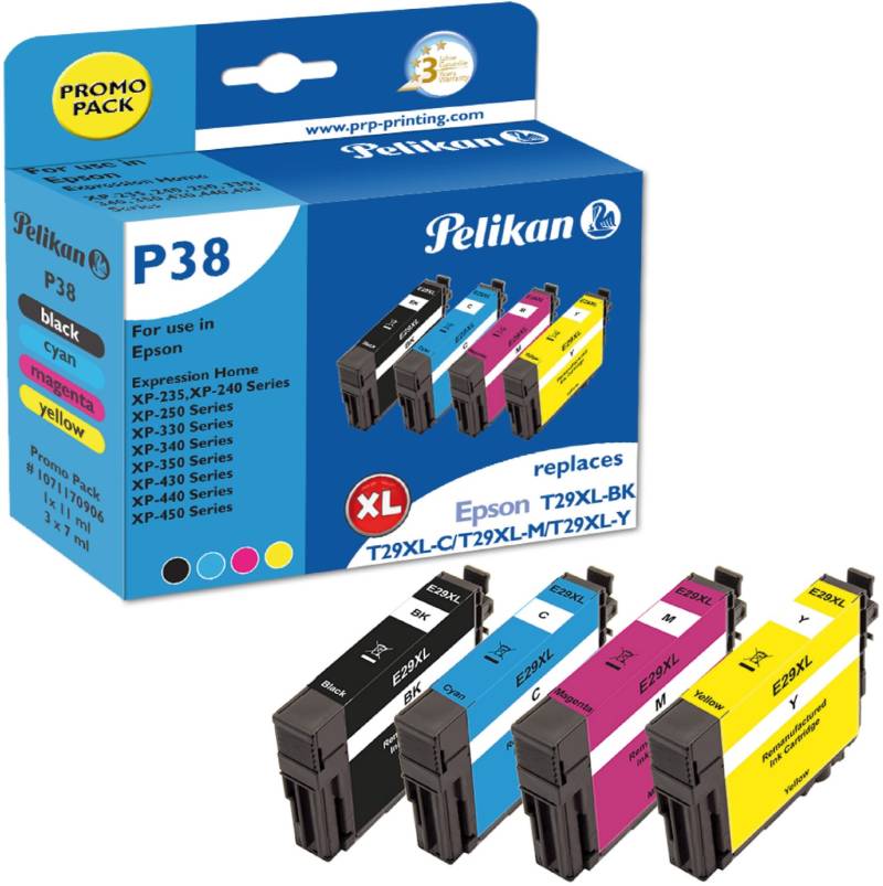 P38 Tinten-Multipack ersetzt Epson T29XL BK/C/M/Y 4-farbig von Pelikan