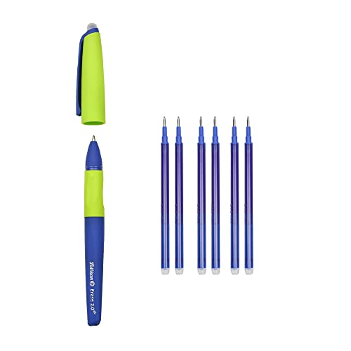 Pelikan Erase 2.0 Ergonomischer radierbarer Tintenroller, blaue Tinte, für Rechts- und Linkshänder, für die Schule, nachfüllbar, 6 Ersatzminen inklusive von Pelikan